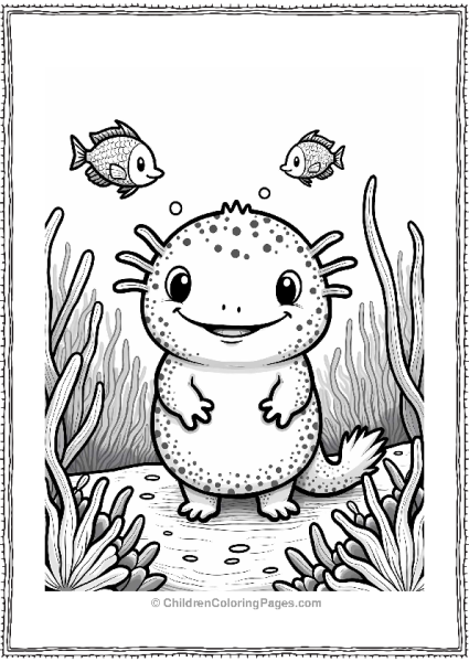 Axolotl In A Colorful Coral Reef Free PDF Printable