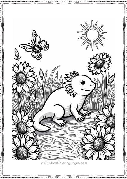 Axolotl In A Summer Garden Free PDF Printable