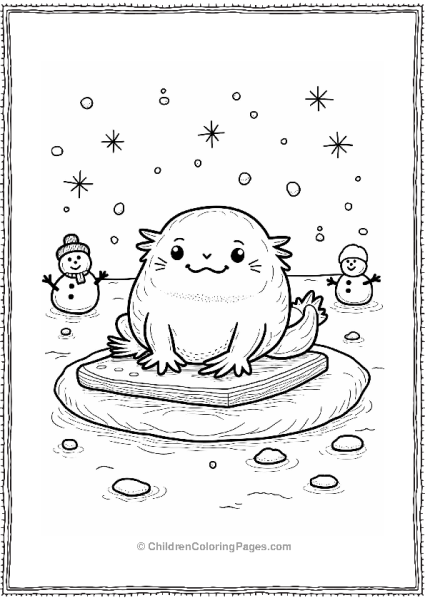 Axolotl In Winter Wonderland Free PDF Printable