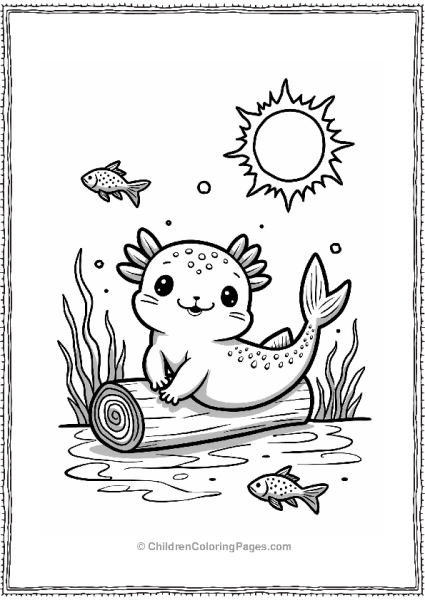 Axolotl Lounging In Summer Free PDF Printable