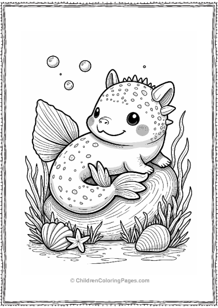 Axolotl Mermaid On A Coral Reef Free PDF Printable