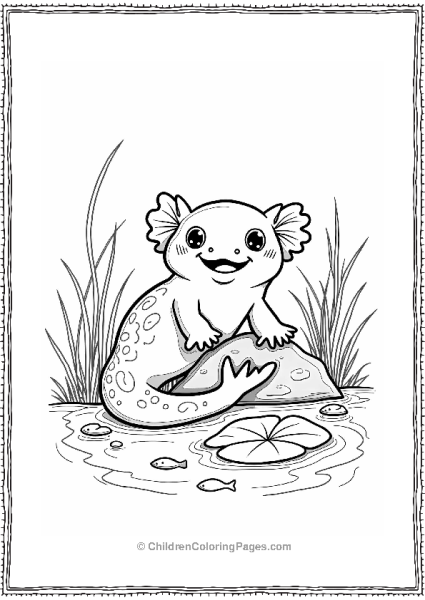 Axolotl Playing In A Water Scene Free PDF Printable