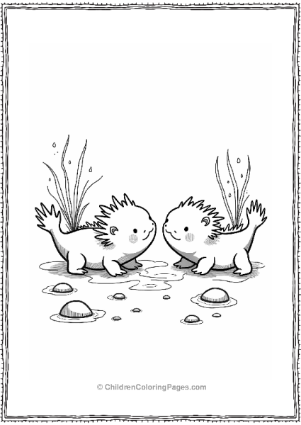 Axolotl Siblings Playing Tag Free PDF Printable