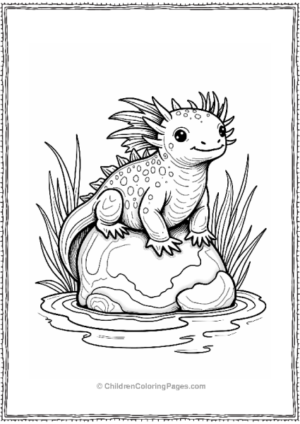 Axolotl Sitting On A Rock Free PDF Printable