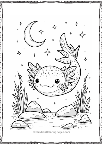 Axolotl Under The Moon Free PDF Printable