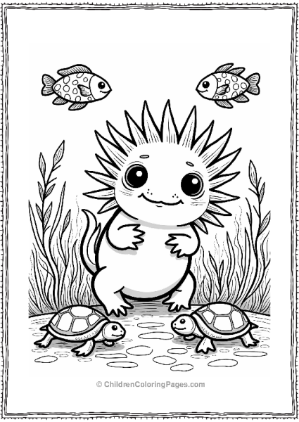 Axolotl With Friends Underwater Free PDF Printable