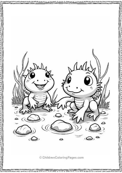 Axolotls Racing Through Underwater Obstacles Free PDF Printable