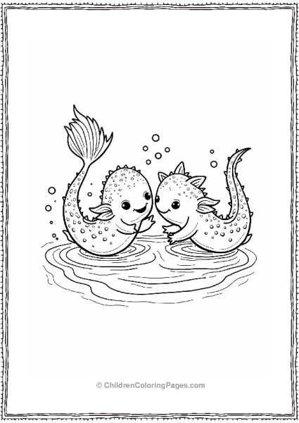 Axolotls Splashing Water Playfully Free PDF Printable