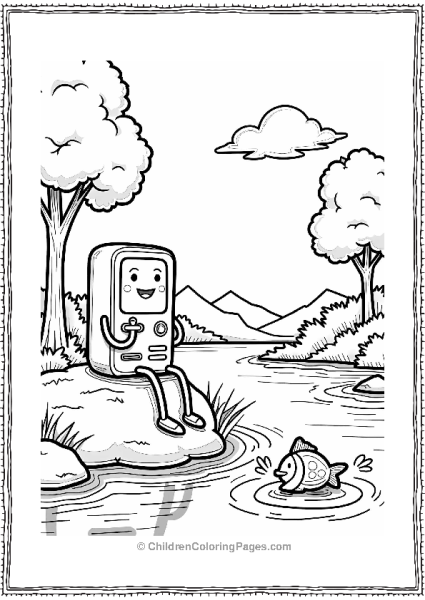 BMO Playing With A Fish By The River Cartoon Network Free PDF Printable