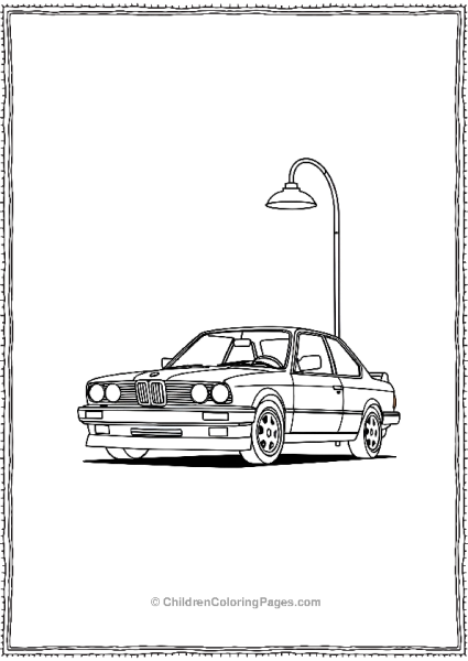 BMW E24 Parked Under A Retro Street Light Free PDF Printable