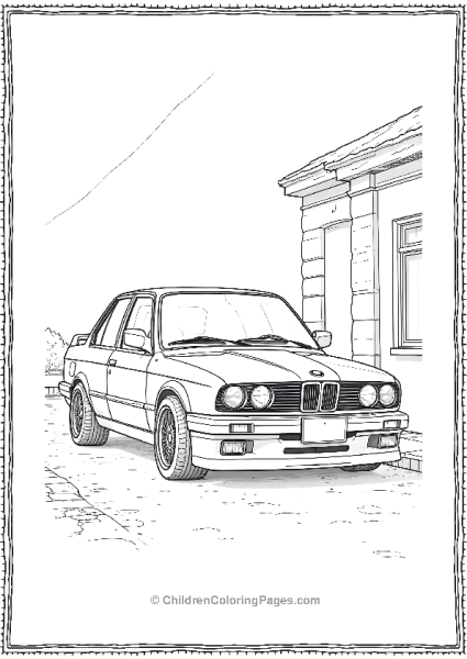 BMW E30 In A Vintage Scene Free PDF Printable