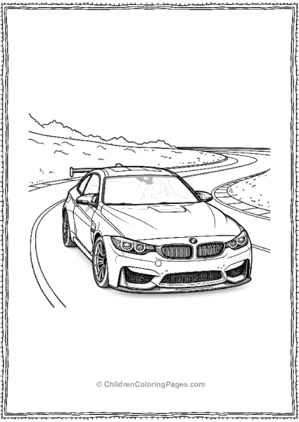 BMW M4 GT3 On A Winding Racetrack Free PDF Printable