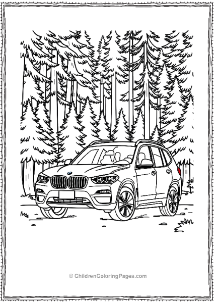 BMW X3 Parked In A Forest Free PDF Printable