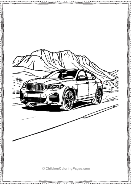 BMW X6 CoupeSUV Racing Along A Desert Highway Free PDF Printable