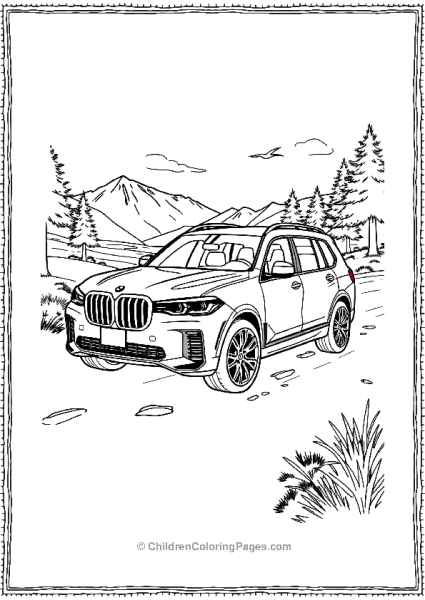 BMW X7 Parked In A Scenic Background Free PDF Printable