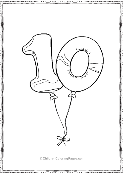 Balloon Number Ten A Set Of One And Zero Balloons Free PDF Printable