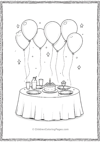 Balloons Around A Table With Party Plates Free PDF Printable