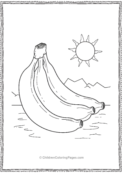 Banana Bunch In Sunny Landscape Free PDF Printable