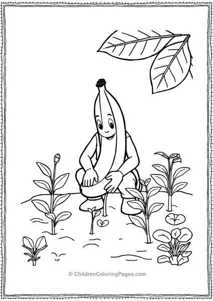 Banana Gardener Planting Seeds In Garden Free PDF Printable