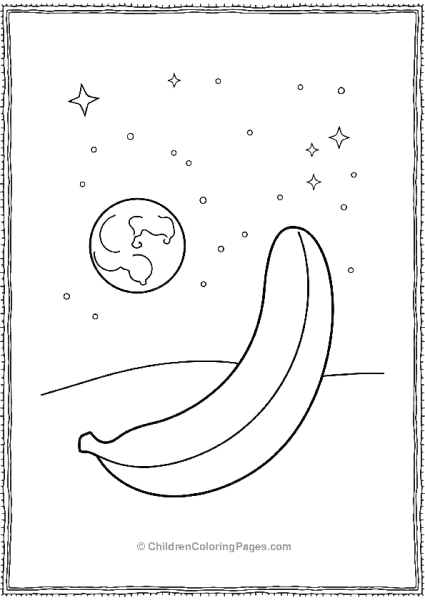 Banana In Space With Earth And Stars Free PDF Printable