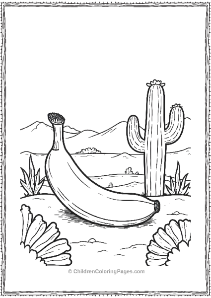 Banana In The Desert With Cactus Free PDF Printable