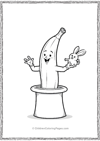 Banana Magician Pulling Rabbit From Hat Free PDF Printable