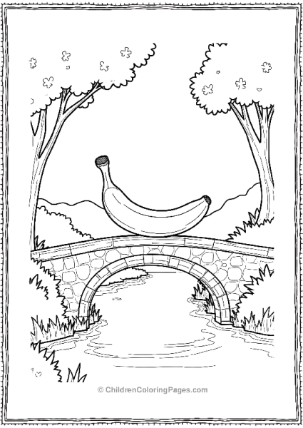 Banana On A Stone Bridge Over A River Free PDF Printable