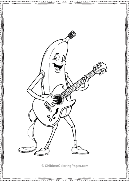 Banana Playing Guitar Joyfully Free PDF Printable