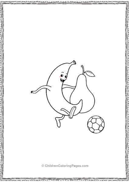 Banana Playing Soccer With A Pear Free PDF Printable