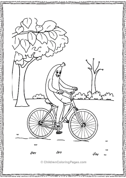 Banana Riding A Bicycle In The Park Free PDF Printable