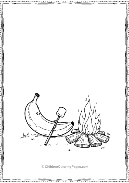 Banana Roasting Marshmallows By The Campfire Free PDF Printable