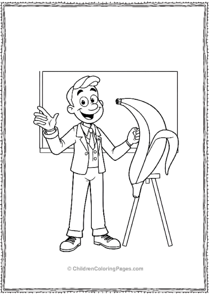 Banana Teacher Presenting A Peel On An Easel Free PDF Printable