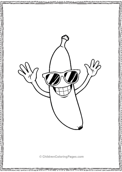 Banana Wearing Sunglasses And Waving Hands Free PDF Printable