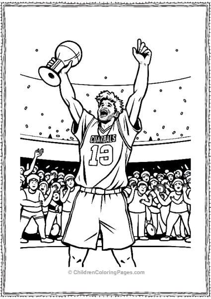 Basketball Player Celebrating Championship Win Free PDF Printable