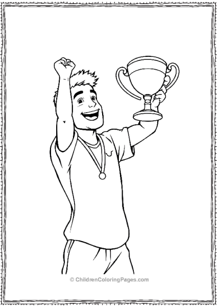 Basketball Player Celebrating With A Trophy Free PDF Printable