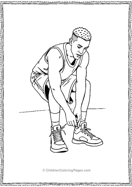 Basketball Player Tying Shoes Free PDF Printable