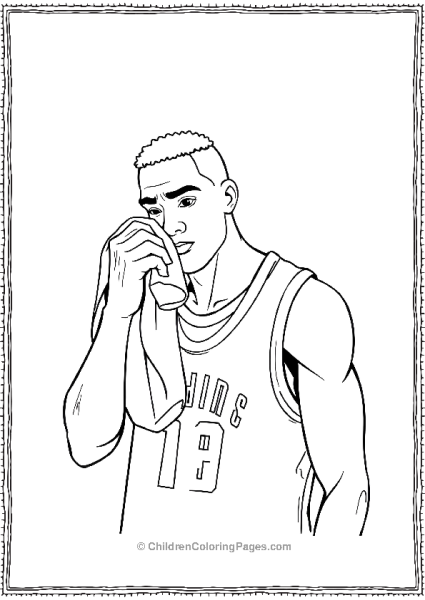 Basketball Player Wiping Sweat With A Towel Free PDF Printable