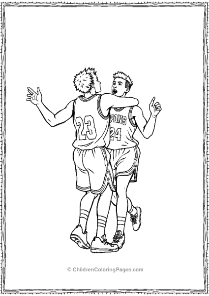 Basketball Players Celebrating A Victory Free PDF Printable