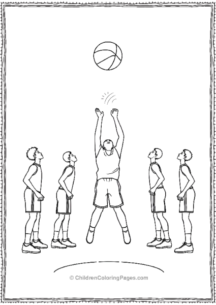 Basketball Players Lining Up For A Jump Ball Free PDF Printable