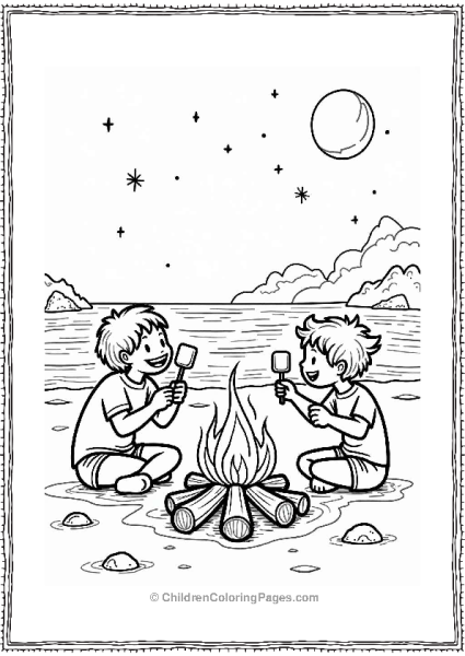 Beach Bonfire With Friends Under Stars Free PDF Printable