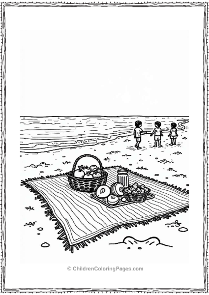 Beach Picnic With Children Playing Free PDF Printable