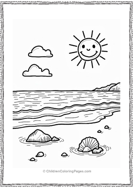 Beach Scene With Smiling Sun Free PDF Printable