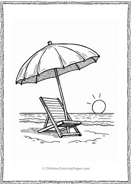 Beach Umbrella And Chair At Sunset Free PDF Printable