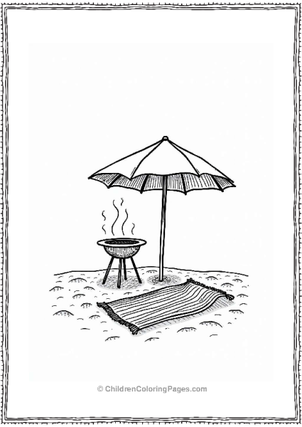 Beach Umbrella And Grill Scene Free PDF Printable