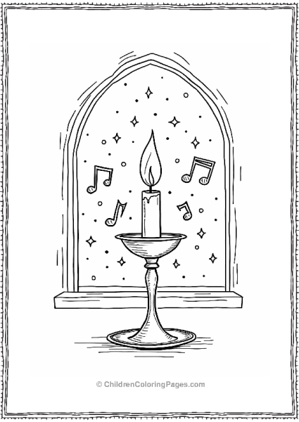 Beauty And The Beast Candlestick With Musical Notes Free PDF Printable