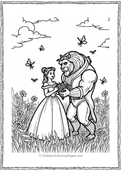 Beauty And The Beast Picking Flowers Free PDF Printable