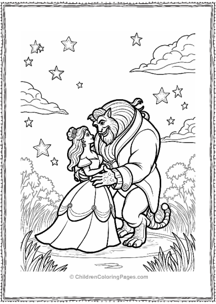 Belle And The Beast Under A Starry Sky Free PDF Printable