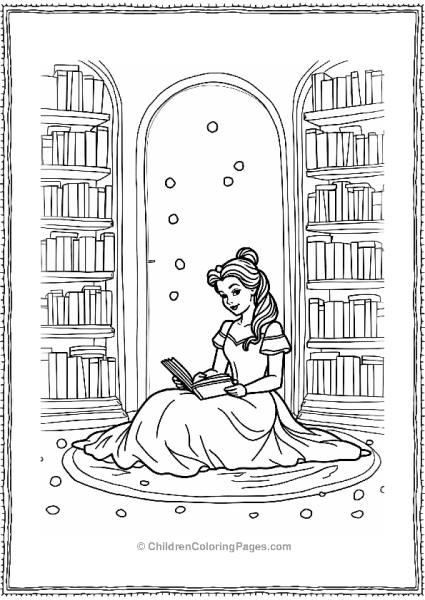 Belle Reading In The Library Free PDF Printable