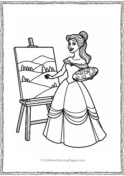 Belle With A Paint Palette Free PDF Printable