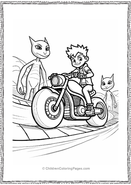 Ben 10 Riding An Alien Motorcycle Free PDF Printable